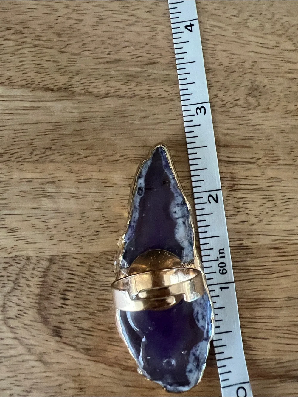 Statement Ring Purple Agate with Gold Edge